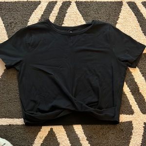 Hollister cross front black baby tee crop top